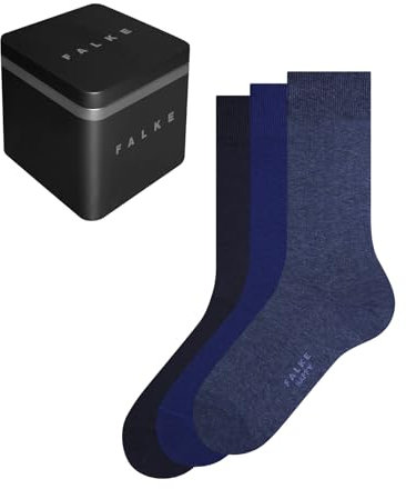 FALKE Happy Box Uni Multipack M So coton unies lot de 3 paires, Chaussettes Homme, Bleu Blue Mix 0020, 39-42