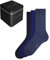 FALKE Happy Box Uni Multipack M So coton unies lot de 3 paires, Chaussettes Homme, Bleu Blue Mix 0020, 39-42