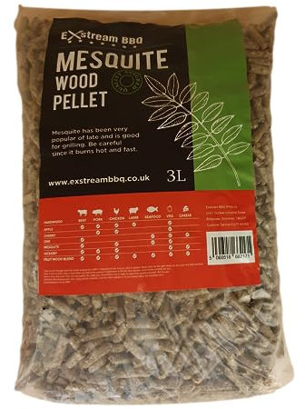 Exstream Granulés pour barbecue 3 L – 8 espèces – Pour une utilisation avec les fumoirs électriques Ninja jusqu'à 30 sessions de cuisson et les fours à pizza Ooni (Mesquite)