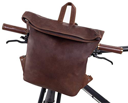 Gusti Rucksack Leder - Moreno A. Damen und Herren inkl. Platte Fahrradrucksack Lederrucksack Cityrucksack Braun Leder