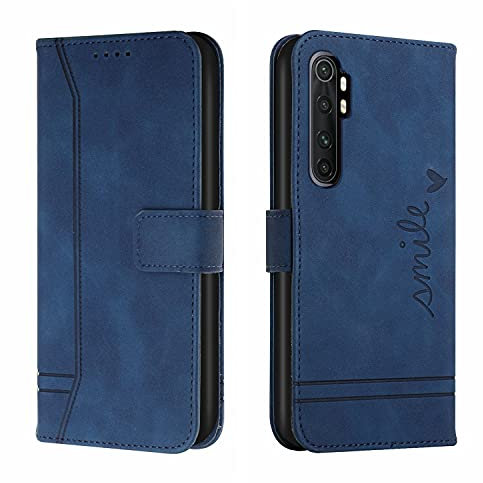 QIWEIQING Kompatibel mit Xiaomi Mi Note 10 Lite 5G Hülle Leder, Klapphülle HandyHüllen Handytasche Case für Xiaomi Mi Note 10 Lite 5G, Flip Case für Xiaomi Mi Note 10 Lite 5G Blue HX