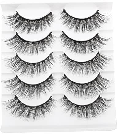 3D Faux Cils Naturels Lashes en œIl de Chat 5 Paires Réutilisables Faux Cils de Vison Faits à La Main Cat Eye Lashes Doux Fake Eyelashes Effet Naturel Par Parriparri