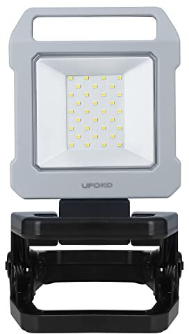 UFOND Rechargeable Work Light with Clamp,2000 Lumens Portable Battery LED Work Light with Stand, Brightness Adjustable Waterproof Floodlight,11 Hours Outdoor Worklight for Garage Camping