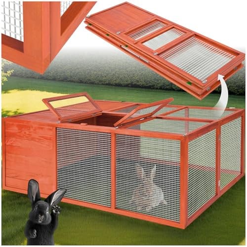 tectake® XXL Freilaufgehege, Kleintierstall, Hasenstall, Kaninchengehege, Freigehege, Kleintiergehege, Schildkröten Gehege, Igelhaus, Meerschweinchen Stall mit Laufgitter (LxBxH): 159 x 109 x 55 cm