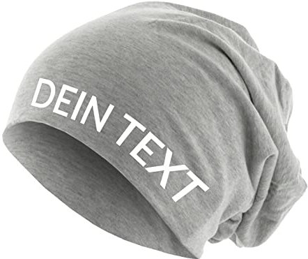 Roughtex Jersey Beanie personalisierbar Mütze Baumwolle Bedrucken Lassen eigener Text frei positionierbar Heather Grey M/L