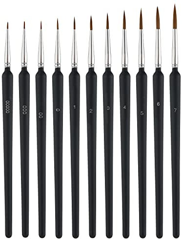 11pcs Miniature Fine Detail Paint Brushes Set, Mini Paint Brushes Kit Tiny Paint Brush Thin Tip Paint Brushes for Oil Watercolor Painting Acrylic Model Painting Nail Art Drawing Model Painting