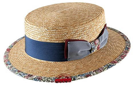 Marky - Chapeau canotier Paille, Confection en France Homme ou Femme L'estival - Taille 62 cm - Bleu