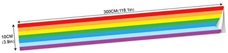 Veemoon Waterproof Rainbow Wall Border Creative PVC Wall Sticker for Boys and Girls Room Kindergarten Bedroom Self-Adhesive Removable Wallpaper 10cm x 300cm