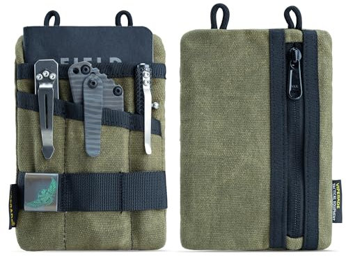 VIPERADE VE1-OW Bolsa de Bolsillo pequeña EDC, Organizador EDC de Lona Encerada, Bolsa de Herramientas EDC con 5 Bolsillos, pequeño Organizador de Bolsillo Multiherramienta para Linterna - Verde
