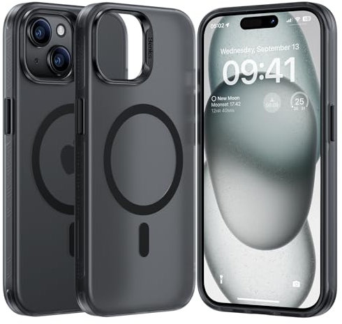 BENKS iPhone 15 Magnetischer Hülle [Kompatibel für Magsafe] SGS Stoßfest Schutz der Militärqualität Handyhülle Durchscheinend Mattes Schlanke Glatt Hülle für iPhone 15''
