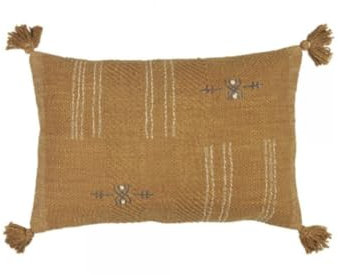 Ib Laursen Kissenbezug Sada cognac m/Stickerei und Quasten,; H: 40 L: 60