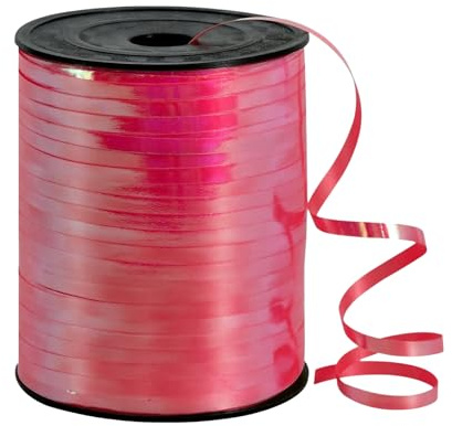 450m Geschenkband Rot 5mm,Kräuselband Geschenkbänder Schleifenband Glitzer Hologramm Ballonband Ringelband,Dekoband für Weihnachten Neujahr Hochzeit Geburtstag Geschenkverpackung Ballonverschlüsse