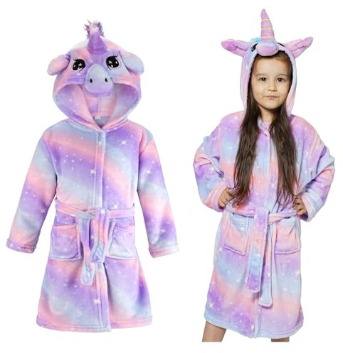 KAKU NANU Vestaglia Unicorno Accappatoio Bambina Vestaglia Ragazza Pile 4 5 Anni Unicorno Bambina Regalo