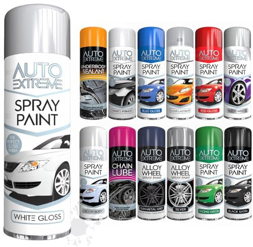 SCHNAZZ 1 x Auto Extreme White Gloss Aerosol Spray Paint 250ml, Professional Quality, Perfect Finish, Multipurpose Exterior and Interior Spray for Cars, Bikes,Vans, Metal, Wood and more