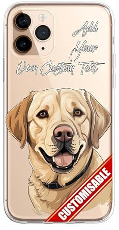 SmartGiftShop Personalised Custom iPhone Case Cute Dog Puppy Spaniel CLEAR Silicone Impact Case for iPhone 11 12 13 14 15 Ranges - CUSTOMISE ONLINE - Labrador 5