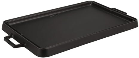 Lava Bistecchiera rettangolare reversibile in ghisa massiccia doppia maniglia Dimensioni 29 x 44 cm.