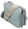 ADEL Umhängetasche Damen Echtes Leder MARA Handgemachte Crossbody Bag 5 Fächer Schultertasche mit Ledergurt + Breitem Gemustertem Riemen Verstellbarer Gurt Made in Italy (Hellblau)