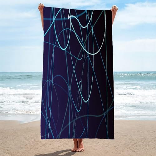 Toalla Playa Azul Toallas Playa Grande Microfibra Anti Arena Lineas De Luz Playa Toallas para NiñA NiñO Adulto Piscina Toalha de Praia Mujer Hombre 200x200cm