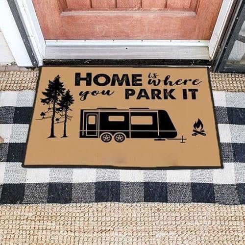 MIAOMANSENSTORE Door mat indoor Home Is Where You Park It Doormat, Camping Lovers Welcome Home Doormat Home Decor