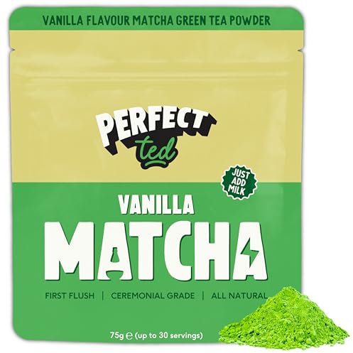 Perfect Ted | Vanilla Bean 75g | Ceremonial Grade Latte Powder | Japanese Matcha Tea Powder | Matcha Fuel (30 Servings)