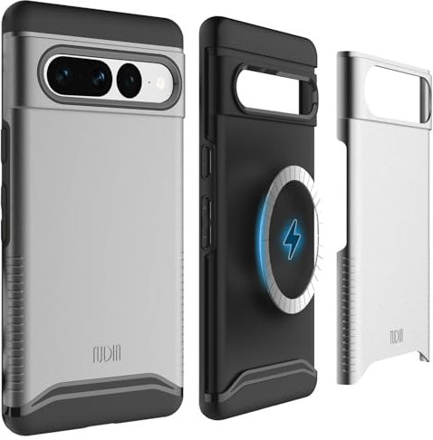 TUDIA DualShield Merge Designed for Google Pixel 7 Pro Case, [Magsafe Compatible] Shockproof Dual Layer Military Grade Slim Heavy Duty Raised Edge Protection Phone Cover (Metallic Slate)