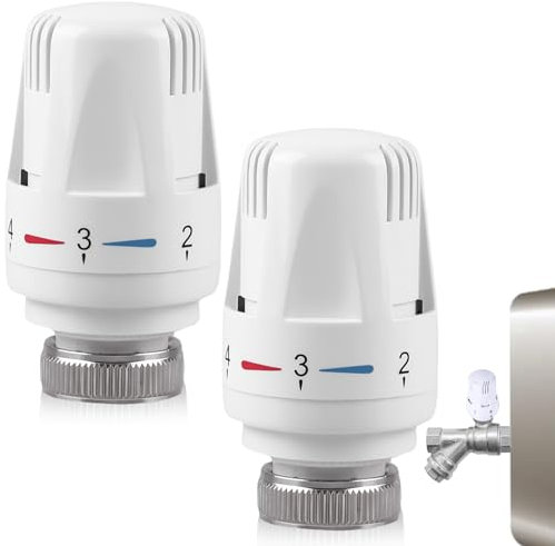 2 teste termostatiche, valvola per radiatore M30 x 1,5, valvola per radiatore, testa di ricambio, termostato per radiatore, termostato per ufficio, casa