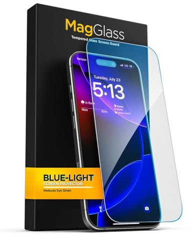 magglass Compatible with iPhone 16 BlueLight Screen Protector, Tempered Glass with Blue Light Filter (Easy Applicator Included)