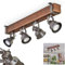HOFSTEIN Deckenleuchte Pehefito, 4-flammige Deckenlampe aus Metall/Holz in Grau/Dunkelbraun, verstellbare Leuchte im Industrial/Retro/Vintage-Design mit Holzbalken, GU10, Esszimmer, Wohnzimmer, Küche