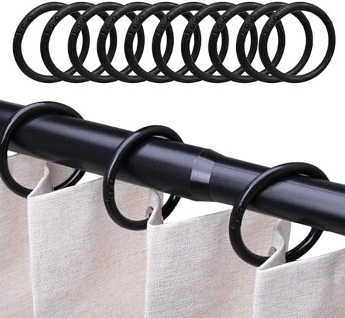 JAONLD 100 Pezzi Anelli per Tende Ganci Tenda,Diametro Interno 4 * 0.5 cm la Plastica Dura Resiste Alla Ruggine,Scivola e si Tira Senza Intoppi,Anelli Tende Gancio O-Ring per Porte Finestre(Nero)
