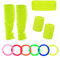 Werownsgso 4 Stück 80er Jahre Anzug Neon Beinstulpen Schweißband-Set und Scrunchie (Gelb, Standard)