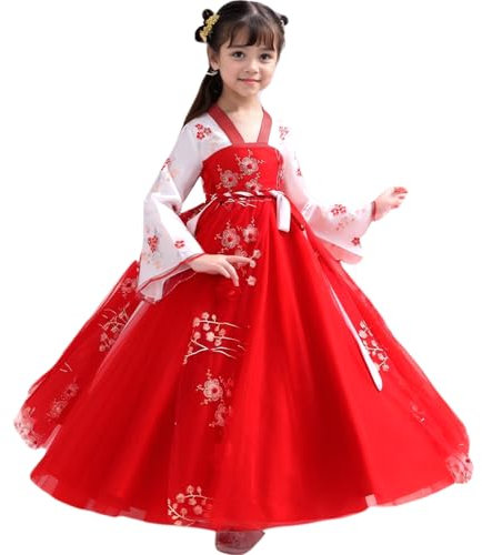 Peosaard Filles Ancienne Robe Hanfus Traditionnelle Chinoise, Filles Robe Chinoise de Style Ancien, élégant Chinois du Nouvel an Tang Tang pour Les Enfants / 110