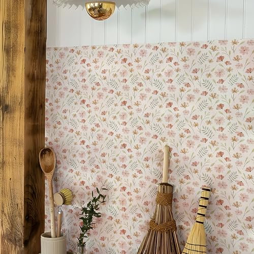 Piastrelle Adesive Cucina Fiori Marroni Rosa Adesivi Murali Durevole piastrelle adesive bagno pavimento Pavimento PVC Adesivo Piastrelle Bagno Mattonelle Adesive Cucina 20x20cm/30 pcs