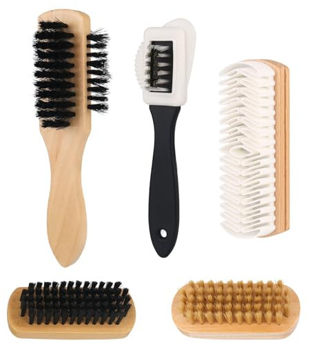 Juego de 5 cepillos de ante para zapatos, versátil, de piel rugosa, juego de cepillos de cuidado de ante, cepillo de piel nobuk, cepillo crepé para cepillos de zapatos, juego de limpieza o pulido