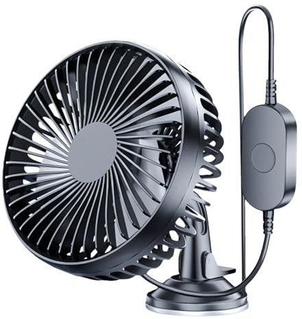 Suction Cup Fan Car, Car Cooling Fan, 5.12x2.56 Inch, Usb Cool Rotatable Design, Dash Board Mount Comfort, Dashboard Fans for Road Trips, Suitable for Caravan, Sedan (Black)