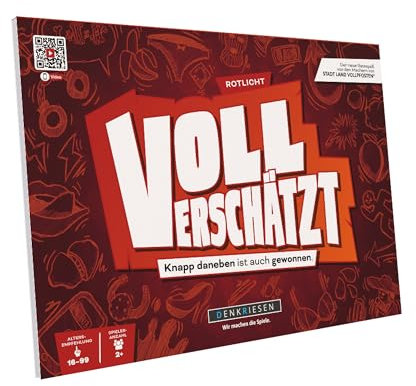 DENKRIESEN - VOLL VERSCHÄTZT! Rotlicht Edition | DIN A4 Spielblock | Ab 16 Jahren | Lustiges Schätzspiel | Familienspiel | Partyspiel | Ohne Internet | Antworten mit auf dem Block