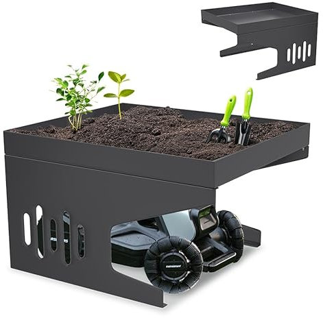 Aufun Stahl Mähroboter Garage 70 x 60 x 43 cm Dach Rasenmäher Carport Überdachung Unterstand für Rasenmähroboter Rasenroboter, Sonnen- und Regenschutz, Rostfrei, Garten Witterungsbeständig, Anthrazit
