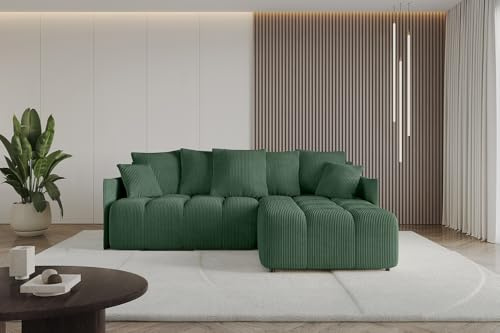 ALTDECOR Ecksofa mit Schlaffunktion und Bettkasten Corner Sofa Bett Eckcouch Couch L-Form Schlafcouch Ausziehbar Wohnlandschaft Schlafsofa Cauchsofa LONLI-L 251x189x68 Grün