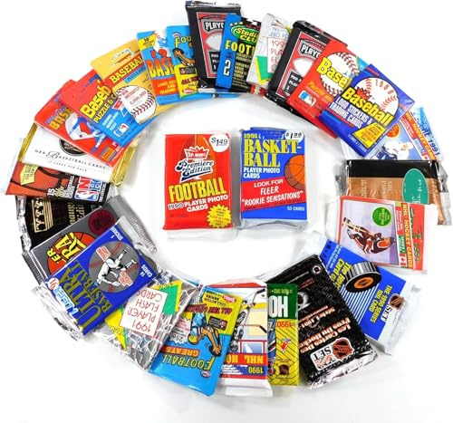 Vintage Multi-Sport Sealed Pack Lot - Sortiment an Baseball-, Basketball-, Fußball- und Hockey-Sammelkarten