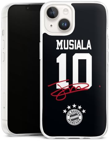 Silikon Hülle kompatibel mit Apple iPhone 14 Case transparent Handyhülle FC Bayern München Jamal Musiala FCB