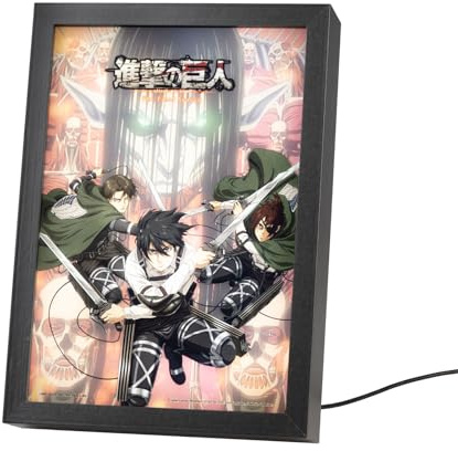 Grupo Erik Attack on Titan Mood Light Framed Prints - Manga Gifts, Merch | 7.9 x 11 x 2 in - 20 x 28 x 5 cm, LED Framed Art Prints, LED Desk Lamp - Attack on Titan Gifts, Merchandise