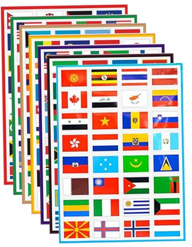 Länderaufkleber, 196 Stück, wasserfeste Weltflaggen-Aufkleber, selbstklebende Flagge, 1, 8 x 1, 2 Mini-Land für Sportveranstaltungen, Reisen, Schule, Tagebuch, Sammelalbum..