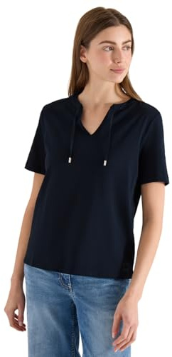 Damen Kurzarm Shirt mit Split Neck