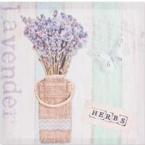 DRW Wandbild, Motiv: Lavendel und Schmetterlinge, 40 x 40 x 2,7 cm