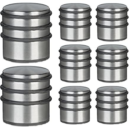 8x Türstopper, Türfeststeller, Türpuffer, Edelstahl, hoch, schwere Türen, Gummi-Schutz, HBT: ca. 75 x 68 x 68 mm, silber