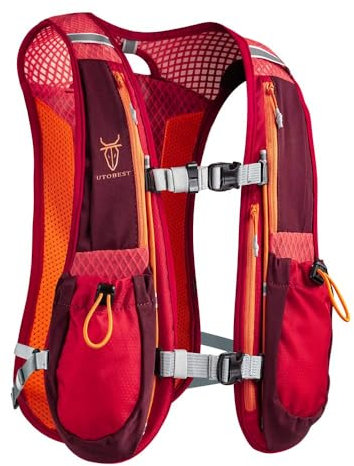 UTOBEST laufrucksack Ultraleicht Trinkrucksack 5L für Laufen,Running,Marathon,Radfahren (Rot)