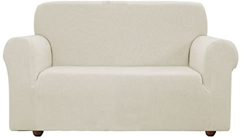 EBETA E Elastisch Sofa Überwürfe Sofabezug, Stretch Sofahusse Sofa Abdeckung Hussen für Sofa, Couch, Sessel 3 Sitzer (Cremefarbe, 185-235 cm)