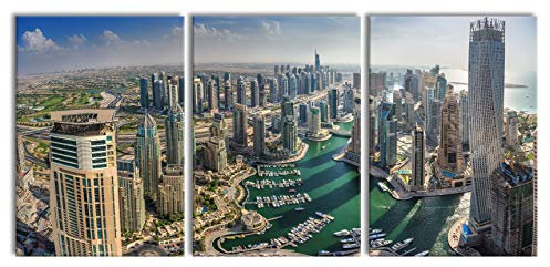 Pixxprint Dubai Hotel Burj al Arab als XXL Leinwandbild in Übergröße 210x100cm Gesamtmaß 3 teilig, Wandbild, Kunstdruck