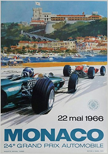 Monaco Poster 1966 Grand Prix Wandkunst Grand Prix Poster Großer Preis Autorennen Drucke Motorsport Poster (13 x 18cm)