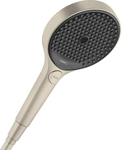hansgrohe Rainfinity 26864821 Moderner Handbrause mit 3 Sprühstrahlen, PowderRain, Intense PowderRain, MonoRain in gebürstetem Nickel, 12,7 cm