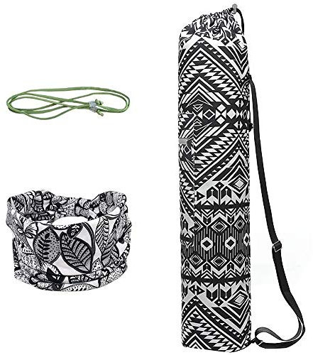 WANYIG Yogamattentasche aus Canvas Taschen für Yogamatten für Frauen Tragetasche Yogamatte mit Bedrucktes Haarband und Carry Sling(Farbe 5)